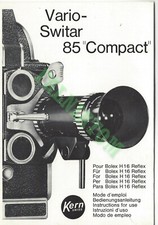Vintage Kern Vario-Switar 85 Compact Lens for Bolex H16 Instructions