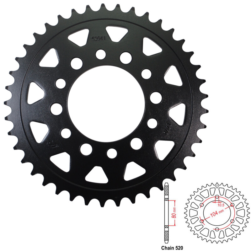 にに 520 41T Rear Sprocket For Kawasaki ZX-6R Z800 ZX-10R ZX6R
