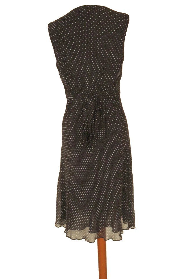 Ann Taylor Sz 8P Silk Flare Sleeveless Polka Dot Swing Dress Lined Y2K Vintage - Image 2 of 4
