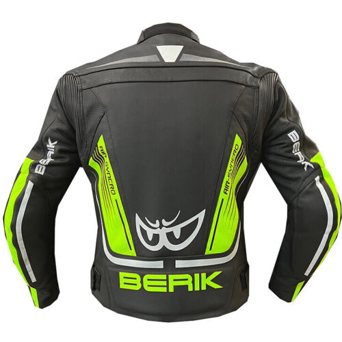 BERIK Giacca Giubbotto Moto Pelle Bovina Protezioni CE Sfodrabile RACING PISTA - Afbeelding 5 van 5