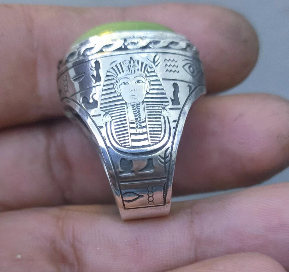 Anillo de plata 970 piedra de energía rara luminosa خاتم بحجر الطاقة الاصلي المضيئ Foto 4 de 4