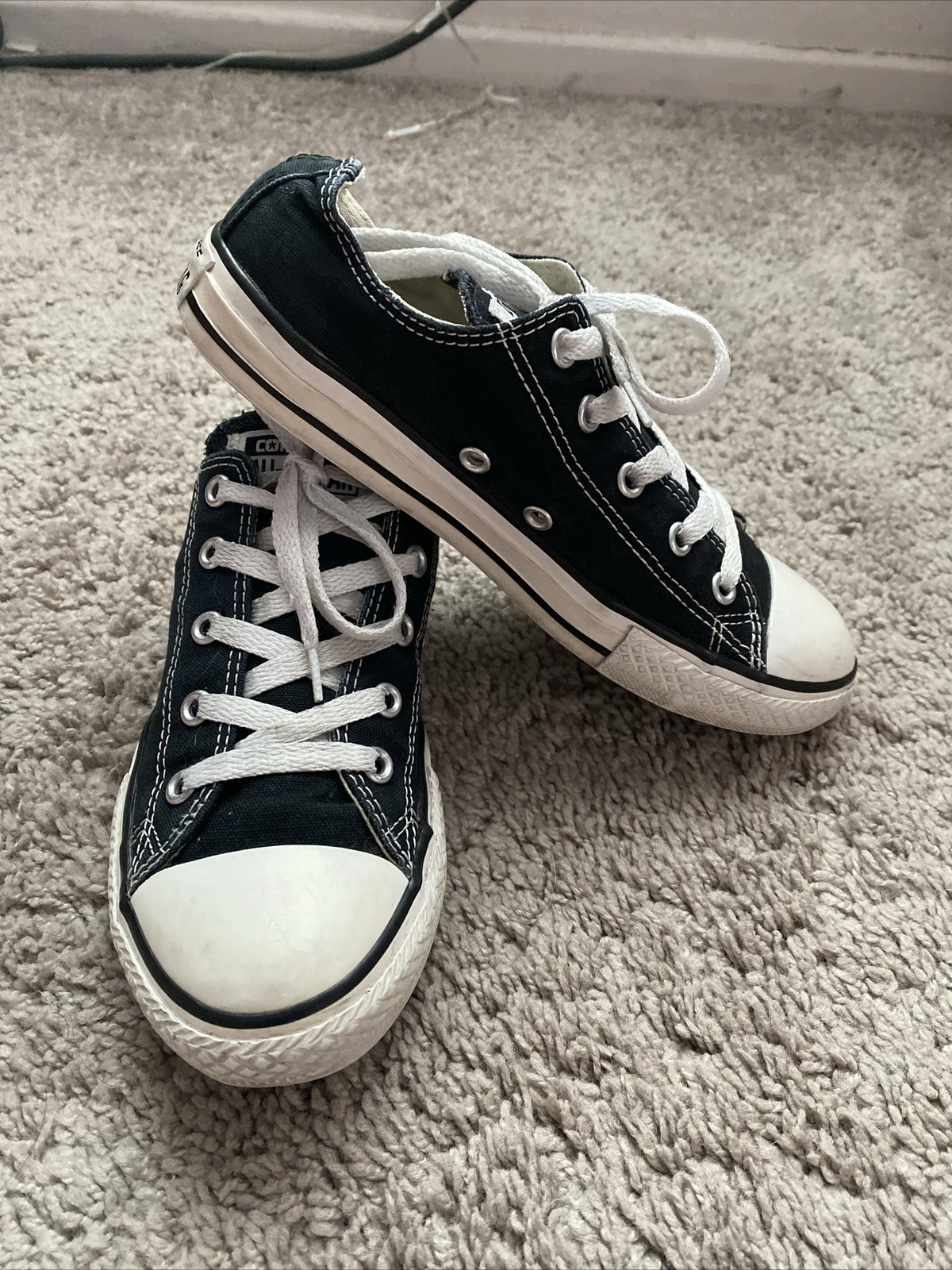 ALL STAR CONVERSE CHUCK TAYLOR 3J235 Giovani TELA BIANCA NERA CASUAL taglia 3