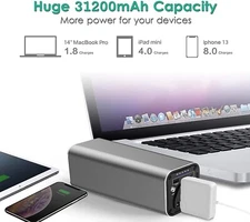 Portable Laptop Charger II, 31200 mAh High Capacity USB C Power Bank 100W AC @_@