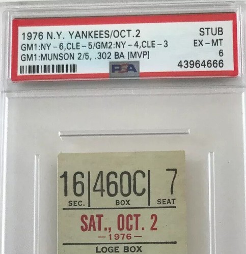 1976 Thurmond Munson MVP/ PSA Ticket Pass NY Yankees Oct. 2/Hits .302 MT⚾️ - Picture 3 of 5