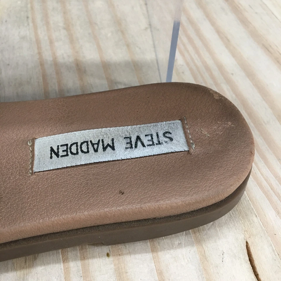 Steve Madden Sandals Youth 4 M Girls Hoku Slip On Flats Slide Black Leather - Image 3 of 4