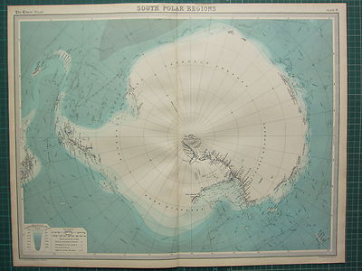 1921 GROSSE KARTE ~ SÜDPOLARREGIONEN ~ MEERESTIEFEN PACK EISFORSCHER ROUTEN