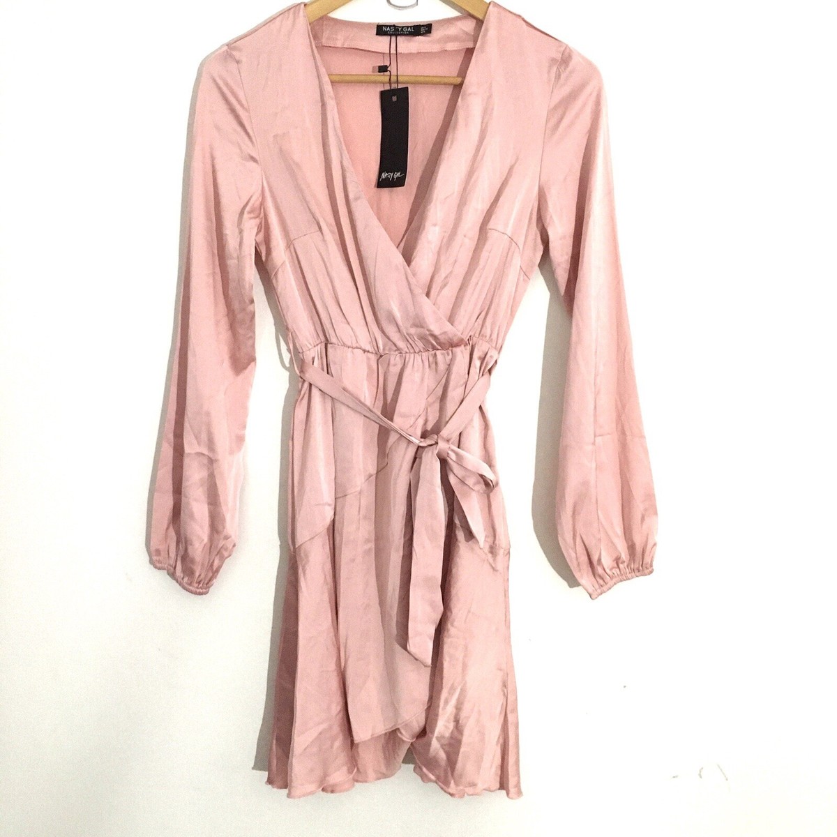 nasty gal pink satin dress Pink Satin Lace Trim Maxi Dress