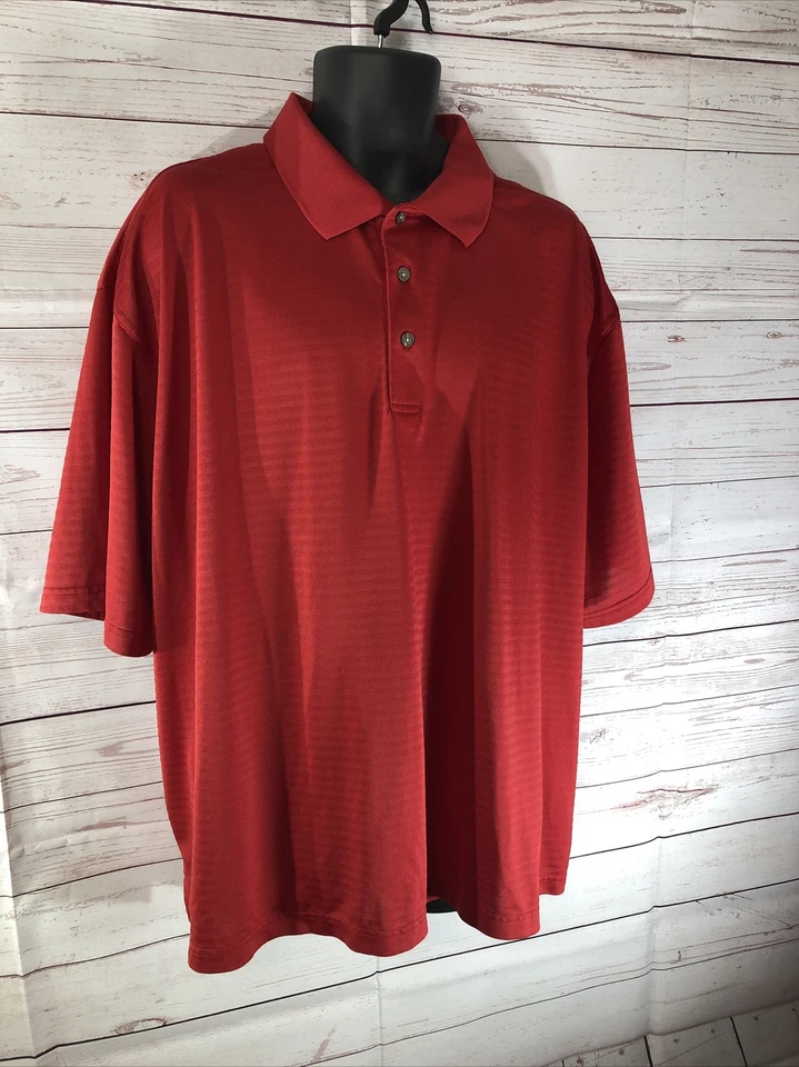 Camisa polo de golf Top Flite XXXL 3XL naranja roja 100 % poliéster manga corta para hombre Foto 3 de 4