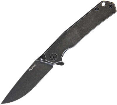 New RUIKE P801 Framelock Black RKEP801SB 4.75'' closed. 3.5'' black stonewash fini