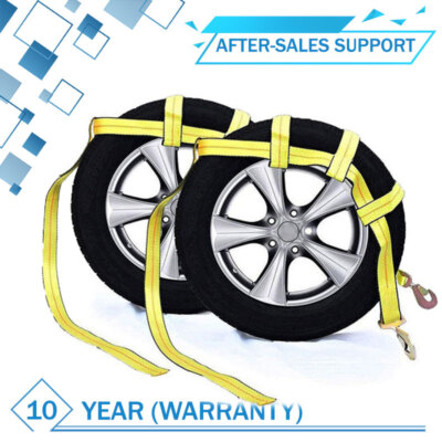 Car Dolly Wheel Net Tire Basket Tow Straps for 14-17'' Wheels with Snap Hook Set