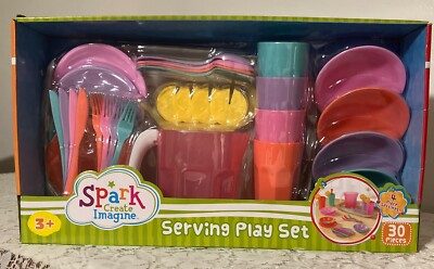 SPARK CREATE IMAGINE SERVING PLAY SET 4 PLACE SETTINGS 30 PIECES AGES 3+