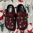 AZALEA WANG  BURGUNDY PLATFORM SLIDES - STUDDED - SIZE 7.5 — photo 1