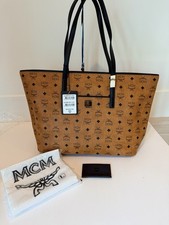780 New MCM Cognac Monogram Visetos Medium Shopper Tote Bag MWPASVI07CO001