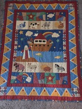 Handmade Noah's Ark Baby Quilt 42x32.5