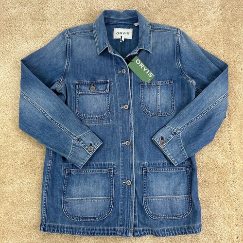 Orvis Womens Denim Jacket XS Barn Chore Coat Field Blue Outdoor Western NEW