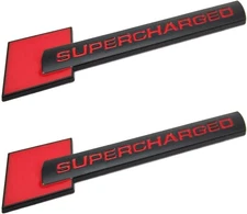 2Pcs Supercharged Emblem Car Logo Trunk Badge Sticker Side Fender Decal Blk Red
