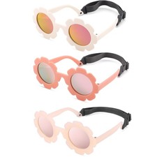 Polarized Baby Sunglasses with Strap - Unbreakable Infant Flowers Sunglasses ...