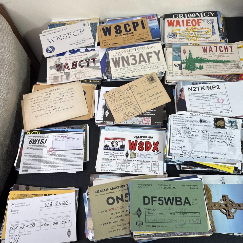 Lot of 840+ Vintage Ham Radio QSL Cards 1960s-2000s DX Amateur Radio Collection - Image 3 of 4