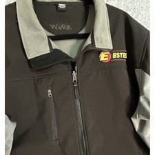 Mens Cintas Fleece Lined Jacket Estes Logo Full Zip Gray Black Size LGE
