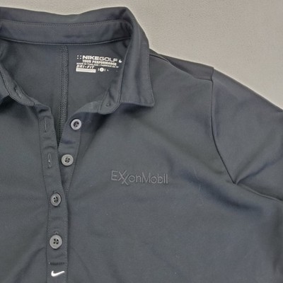Nike Golf Tour Performance Polo Womens L Black Long Sleeve Dri Fit w LOGO READ