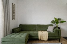 Swyft Model 02 3 Seater Sofa Vine Velvet + Matching Ottoman Green