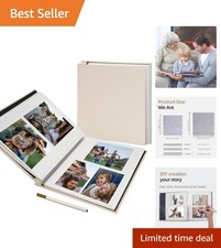 Elegant Linen Photo Album - 40 Self-Adhesive Sticky Pages for Cherished Memories