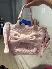Pink Quilted Bow Satchel Top Handle Bag, Deta...