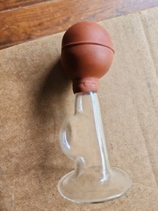 Antique Breast Pump Glass Nursing Bottle With Rubber Suction Bulb