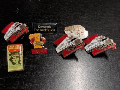 Lot Of 7 Trucking Related Vintage Lapel Pins Hat Pins Allied Van Beaufort