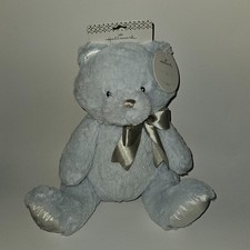 NEW Hallmark My First Teddy Bear Plush 10" Pale Blue Lovey Baby Toy Silver Bow