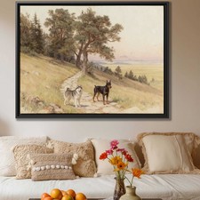 Siberian Husky Dog Watercolor Canvas Wall Art Rustic Landscape Gift Decor Print