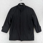 VTG Giorgio Armani Coat Mens Large Black Stand Collar Zip Trench Jacket Classic