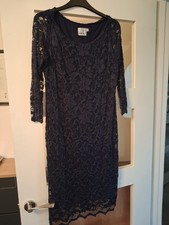 John Zack navy  lacy maternity dress, lined, stretch nylon, ex cond  Size 12