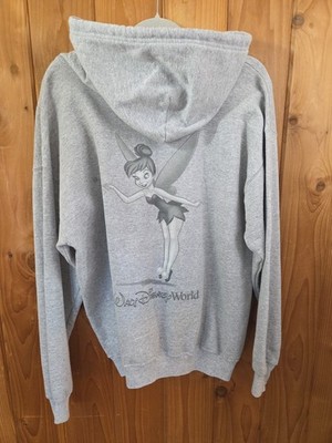 Walt Disney World Hoodie L Tinkerbell Grey Zip Up Jacket Women s Vintage ''Tink''