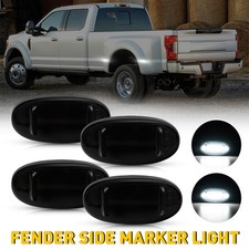 White Led Side Marker Lights Smoked 4pc For 2011-2022 Ford F250 F350 Dually Bed
