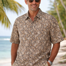 Tori Richard Vintage Aloha Shirt 2XL USA Cotton Geometric Hawaiian