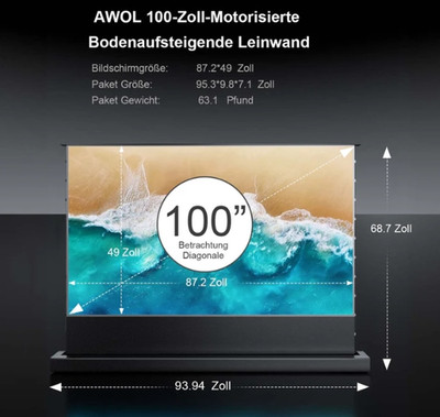 Awol Vision Floor Rising UST ALR Screen, 100 inch, Neu