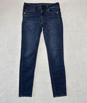 American Eagle Jeans Womens 4 Blue Super Stretch Skinny Mid Rise Denim Classic