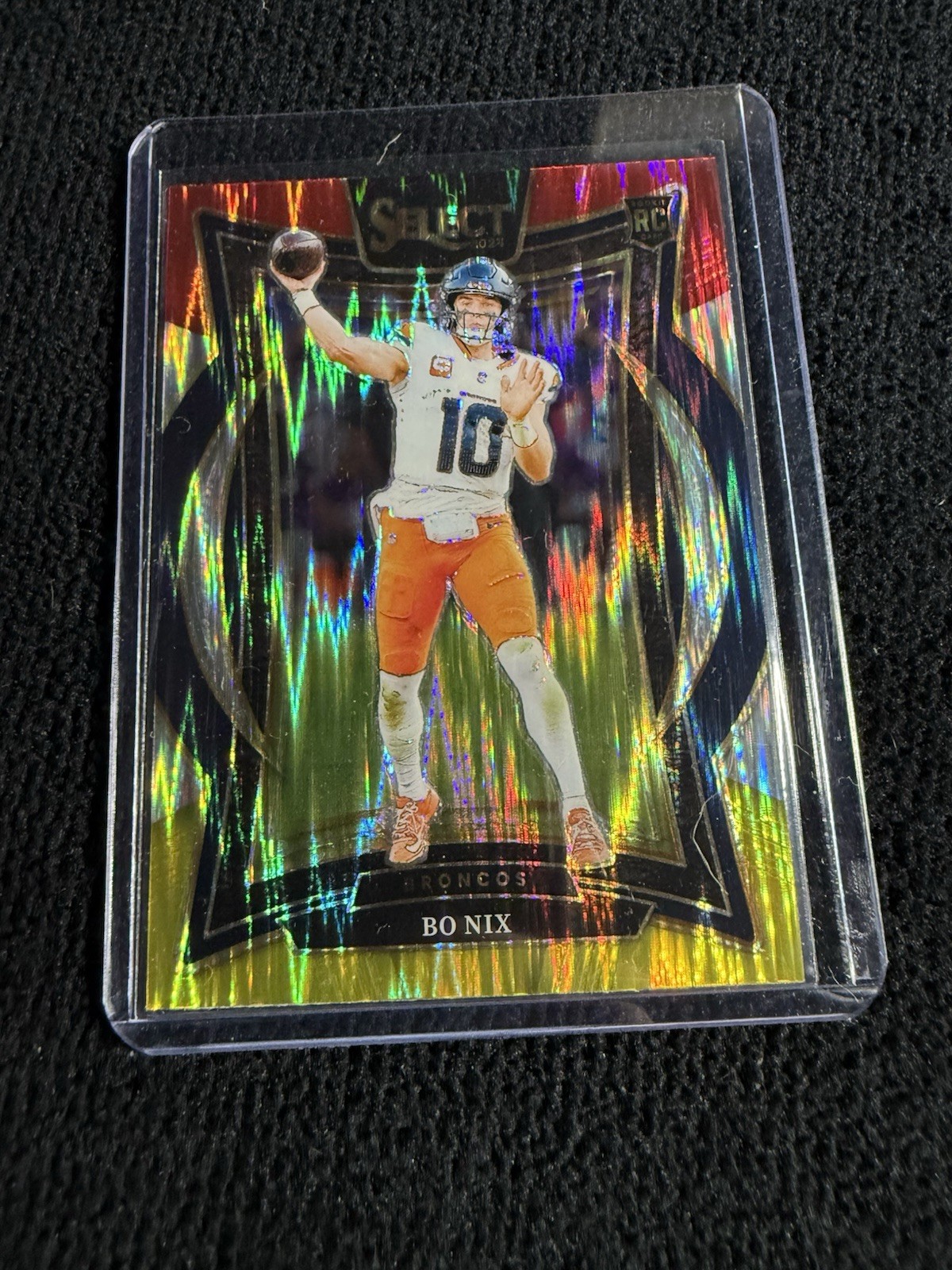 2024 Panini Select - Concourse Bo Nix #30 Red & Yellow Shock Prizm (RC)
