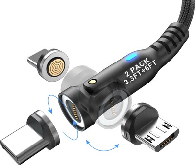 Aioum Cavo di ricarica magnetico 2 USB-C da 85 W, in nylon intrecciato
