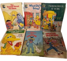 7 Vintage Sesame Street Book Club Hardcover Books 1980s Lot Of Seven Good Cond