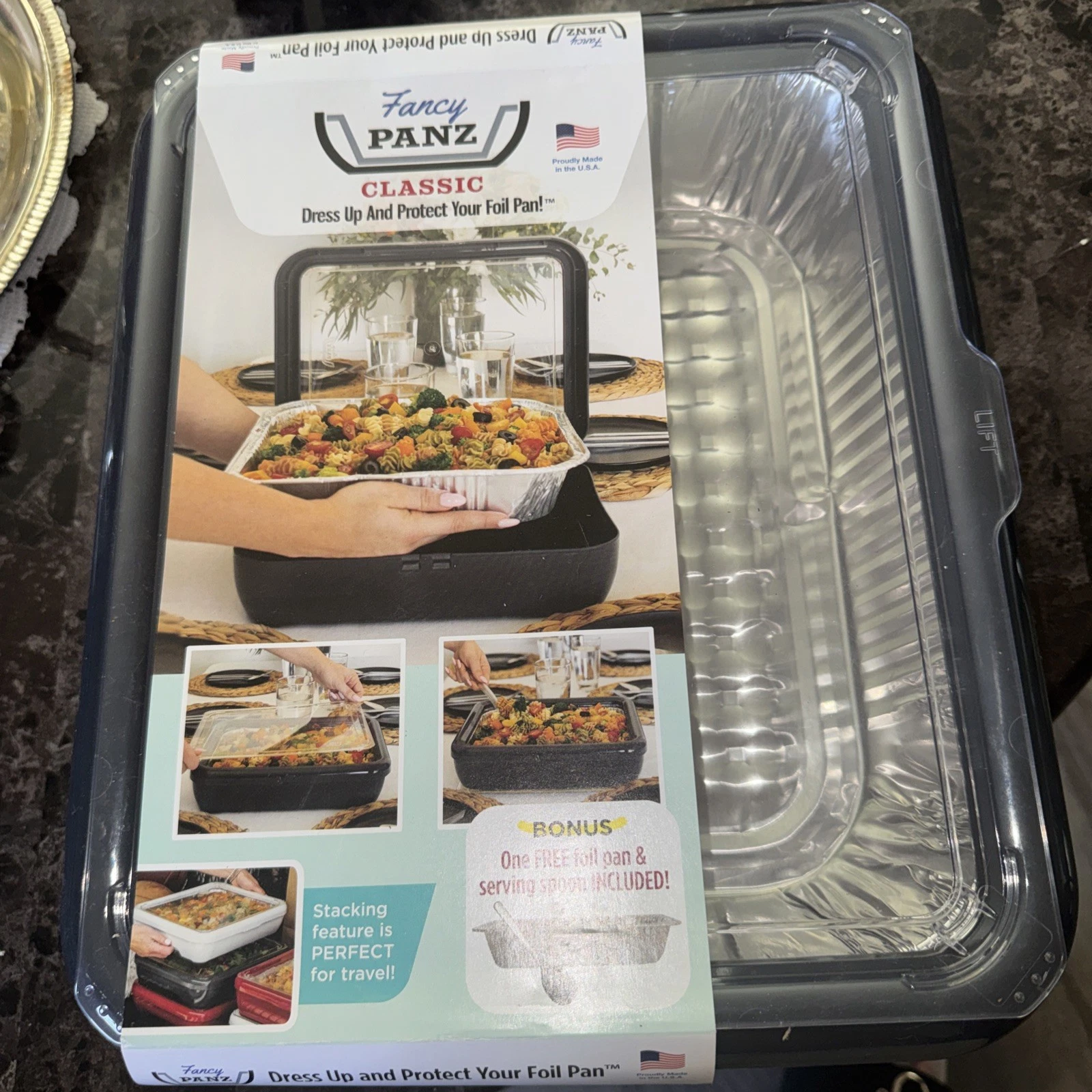 Fancy Panz Classic Red Foil Pan Carrier/Charcuterie & Veggie Trayz Combo *NEW*