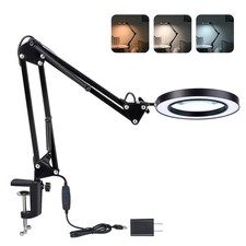 Magnifying Glass with Light and Stand, 3 Color Modes Stepless Dimmable, Black