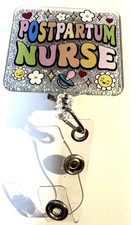 Postpartum Nurse Badge Reel ID Holder Glitter Cute RN OB L D Gift Set