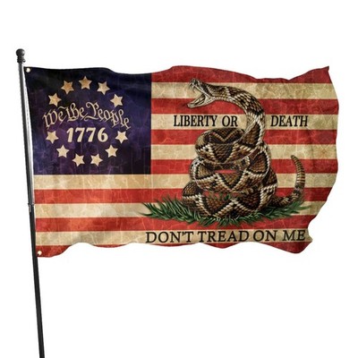 Dont Tread On Me Flag 3x5 Ft Outdoor 1776 We The People Retro American Flag P...