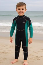 Hevto Guardian Kids Wetsuit Full Body 3mm Neoprene Size 7 Black Teal Surf Swim