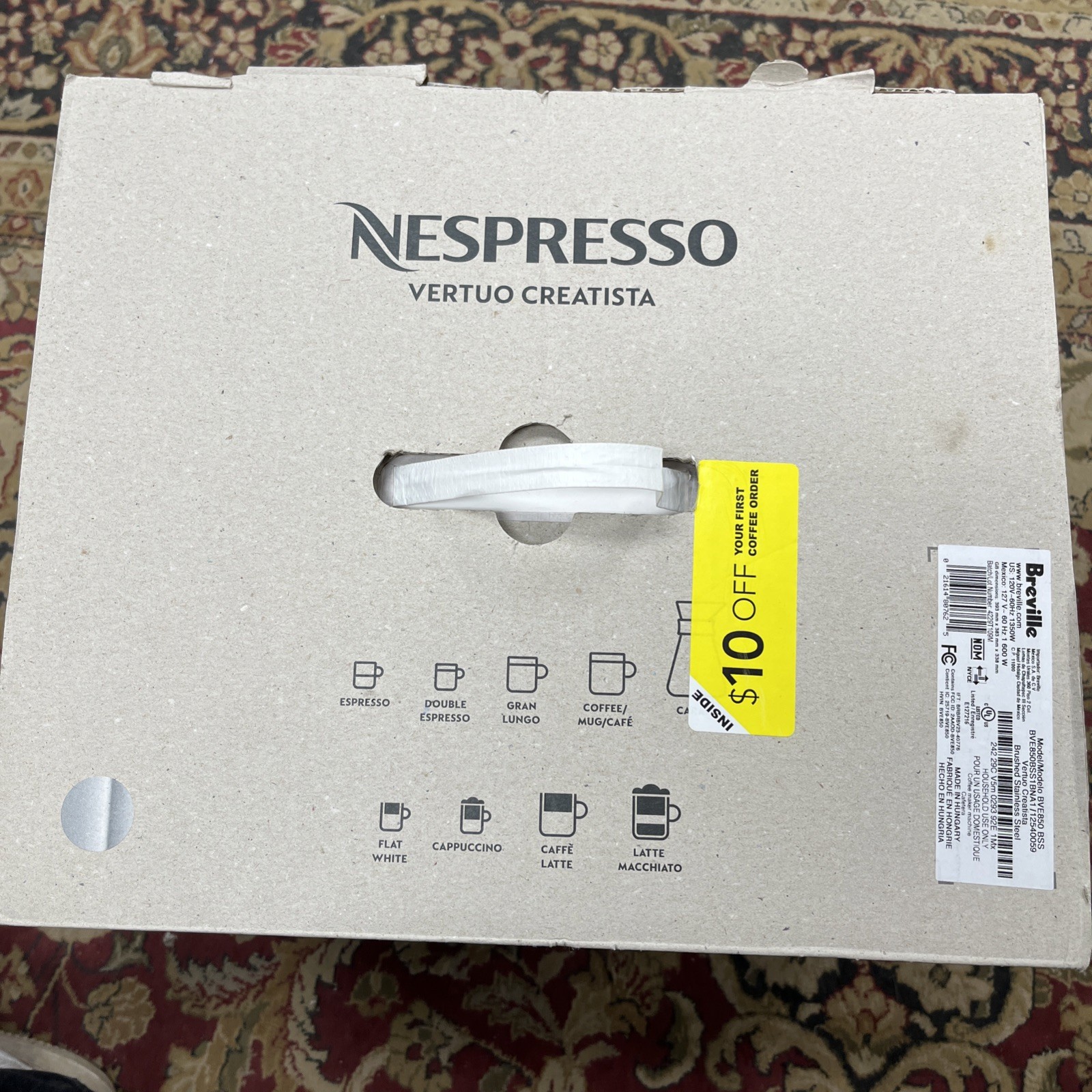New Breville Nespresso Vertuo Creatista Nespresso Coffee Machine Stainless Steel