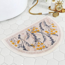 Half Circle Boho Bathroom Rugs - Non Slip, Machine Washable Half round Bohemian