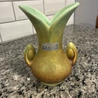 Red Wing Rumrill 1930s Vintage Art Deco Pottery Mottled Green Ceramic Vase