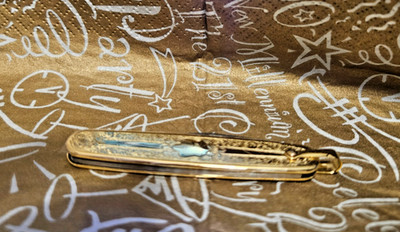 Colibri 2 BLADED  SCROLLED gold  POCKET KNIFE new(great for pw chain key)
